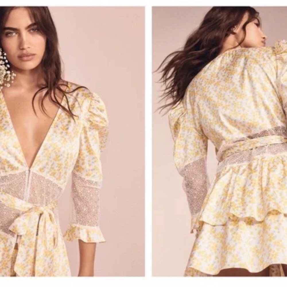 For love & Lemons Daffodil Robe Dress x VS - Picture 2 of 10